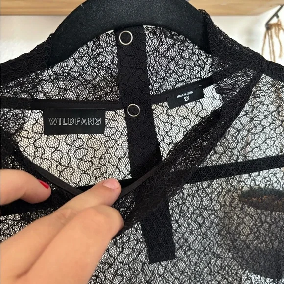 Wildfang Sheer Black Lace Blouse - Picture 4 of 6
